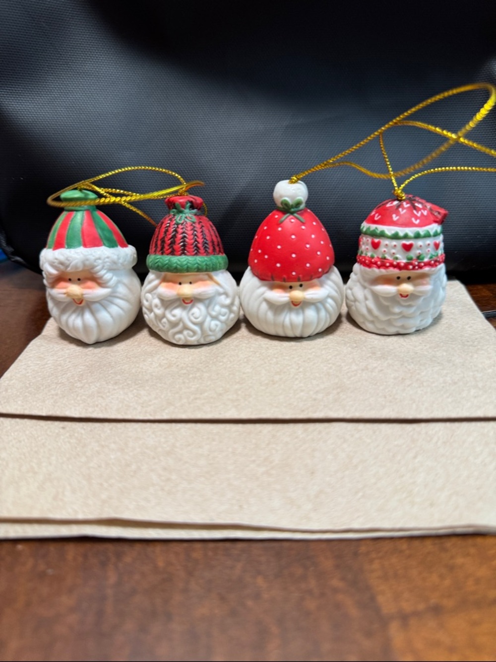 Giftco Festive Santa Head Hanging Ornaments - Red & Green Set of 4